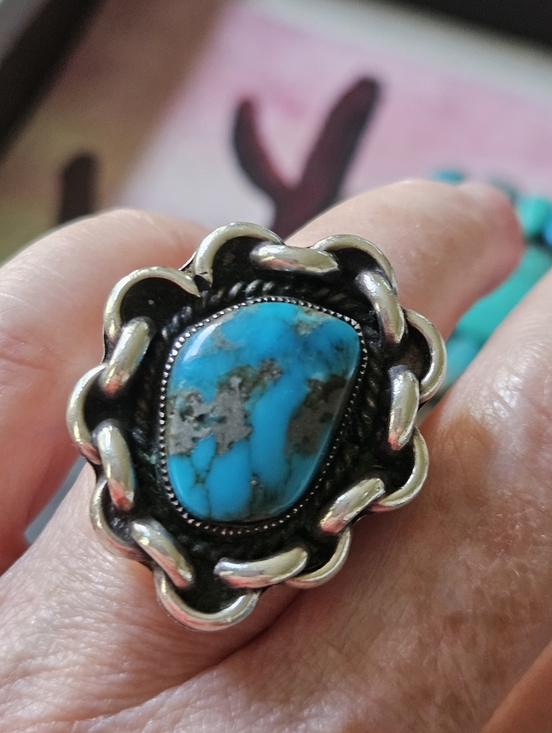 Navajo Jewelry - Navajo Turquoise Sterling Silver Ring